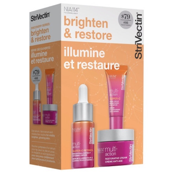 StriVectin Other - NEW StriVectin Multi-Action Cosmetic Gift Set - 3 piece BRIGHTEN AND RESTORE $90